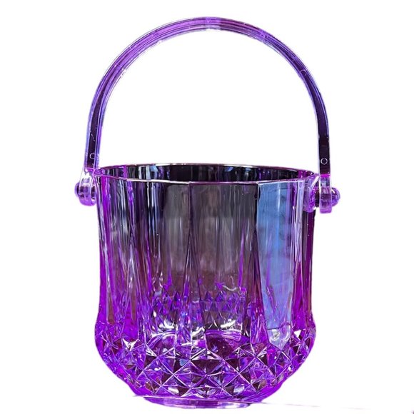 Diamond Embossed 2 Piece Serving Ice Bucket & Tong Set Shatter Resistant Purple - Picture 10 of 11